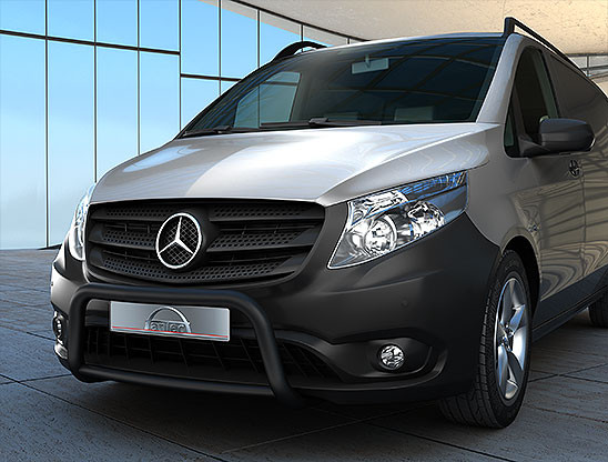 Edelstahl schwarz EU-Personenschutzbügel 60 mm mit Querrohr 42 mm für Mercedes Vito W447 ab 2014