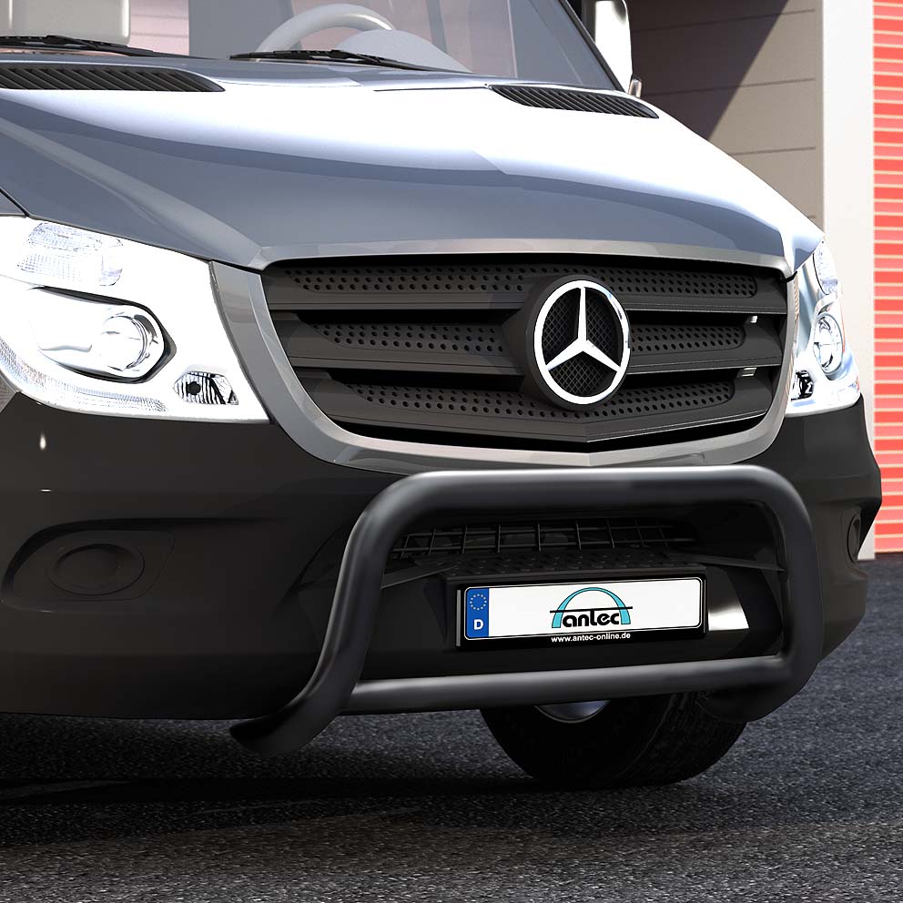 Edelstahl Flankenschutzrohre schwarz 90 x 45 mm oval für Mercedes V-Klasse/Vito  W447 Radstand 3200 mm