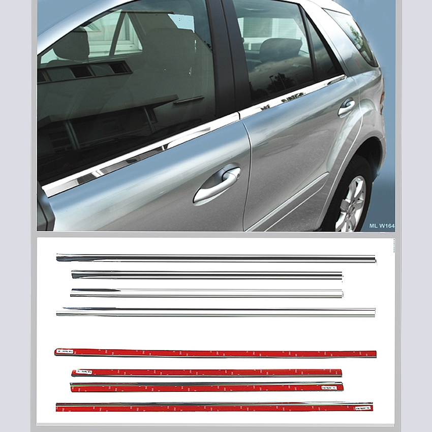 EDELSTAHL FENSTERLEISTEN TÜRRAHMEN CHROM MERCEDES M KLASSE W164 ab Bj 2005-2011
