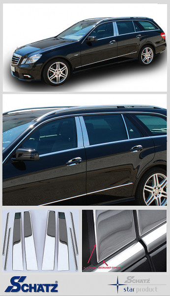 Schätz ® Edelstahl B-Säulenverkleidung hochglanzpoliert für Mercedes E-Klasse S212 T-Modell 2009 - 2016 (auch Mopf)